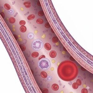 inside a blood vessel