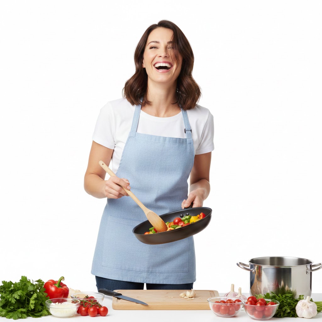 happy woman eating clean on a budget