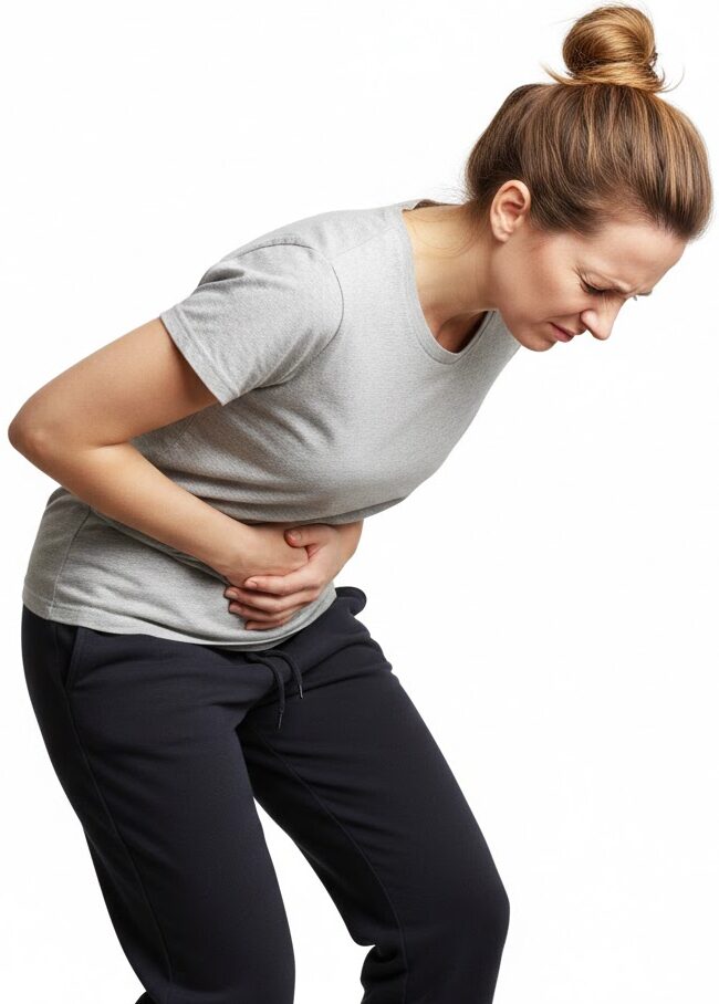 lady having digestive problems