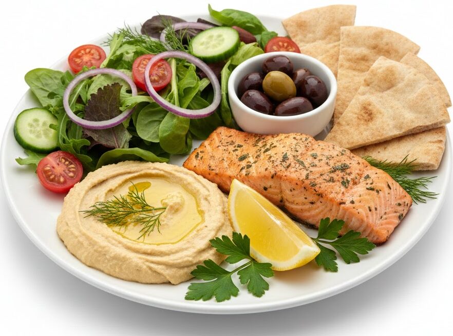 plate of food for mediterranean diet